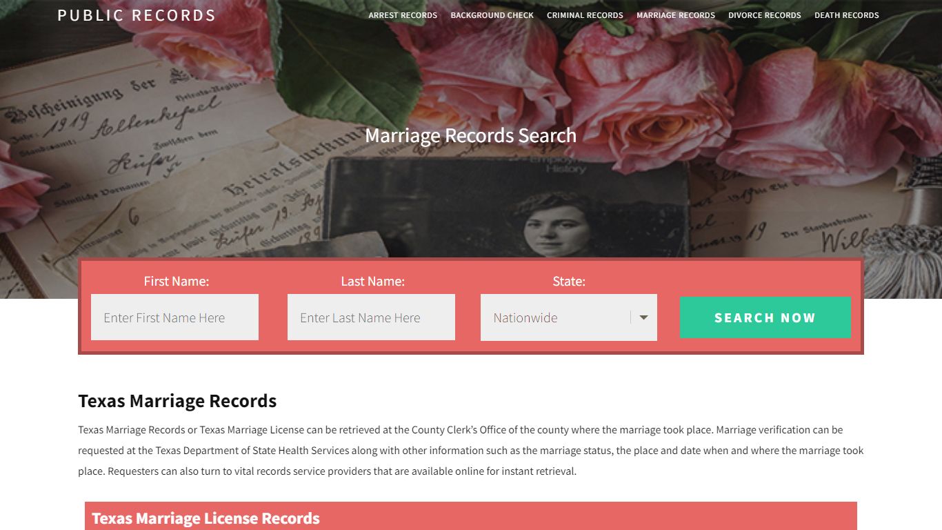 Texas Marriage Records | Enter Name and Search. 14Days Free